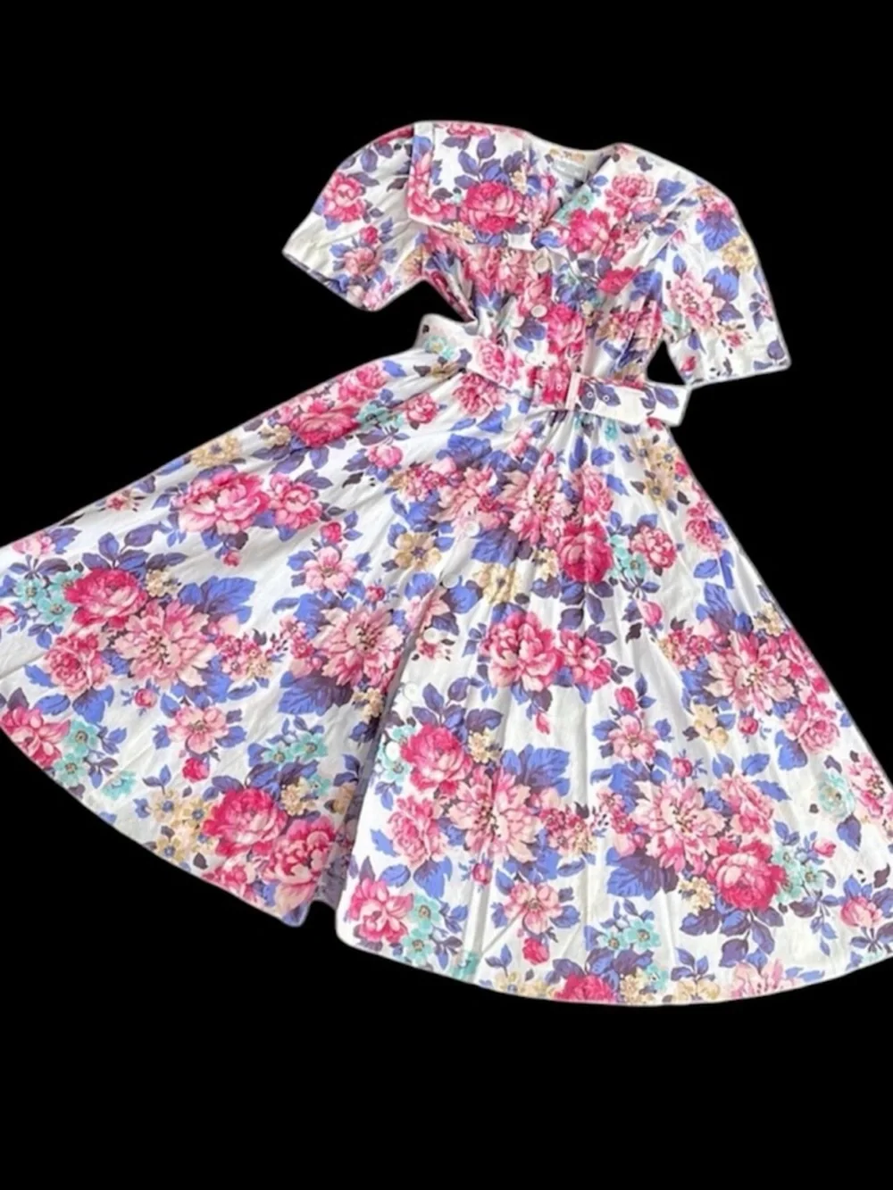 Vintage Cottagecore Floral Button Front Dress